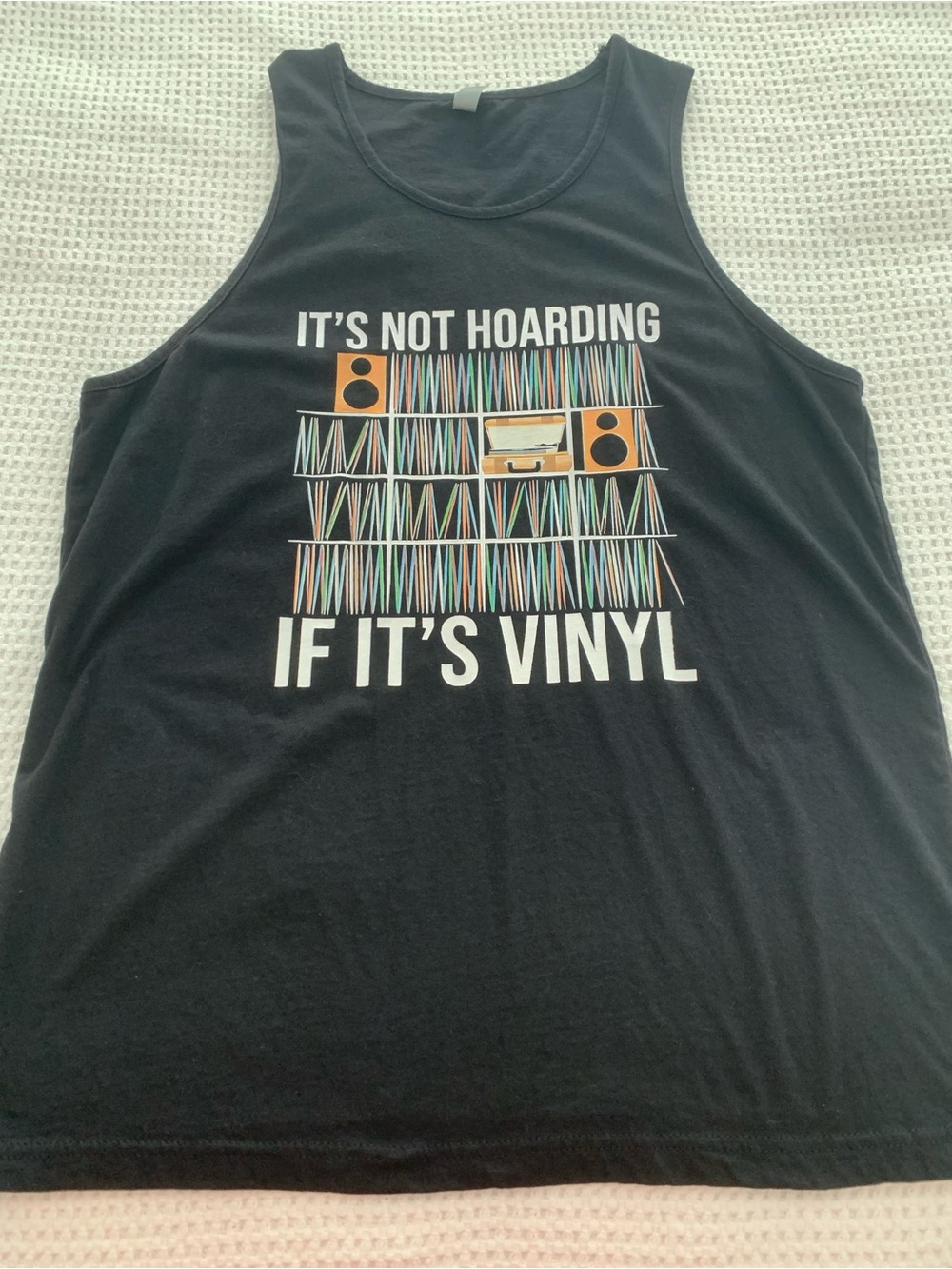 Next Level Sleeveless T-Shirt with Vinyl Saying Size Large